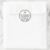 Decorated White Xmas Trees Green Star-Adresse Runder Aufkleber (Tasche)