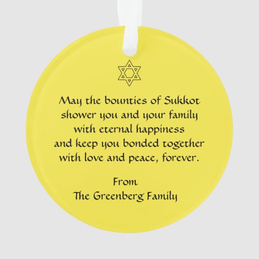 Decoration for the Sukkah Happy Sukkot Ornament (Rückseite)