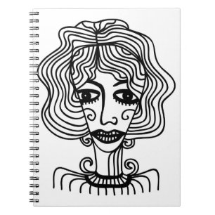 Decorative abstract girl. Vintage illustrationadol Notizblock