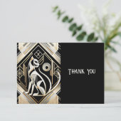 Decorative Abstrakt Black Cat Danke Karte (Stehend Vorderseite)