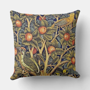 Decorative Art Blue Green Bird Tree Foliage Blume Kissen