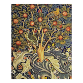 Decorative Art Blue Green Bird Tree Foliage Blume Poster