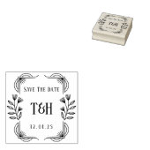 Decorative Art Deco Wooden Monogram Save The Date Gummistempel (Stempel)
