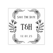 Decorative Art Deco Wooden Monogram Save The Date Gummistempel (Prägung)