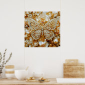 Decorative Art Silver and Gold - Schmetterlinge #1 Poster (Küche)