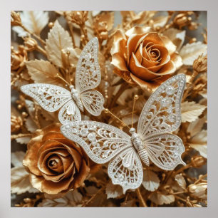Decorative Art Silver and Gold - Schmetterlinge #3 Poster