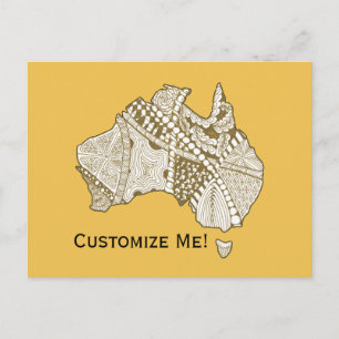 Decorative Australia Map Art Postkarte