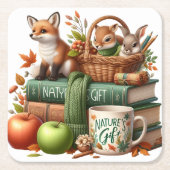 Decorative Autumn Theme Rechteckiger Pappuntersetzer (Vorderseite)