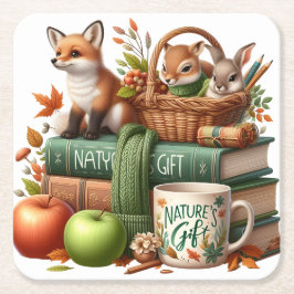 Decorative Autumn Theme Rechteckiger Pappuntersetzer