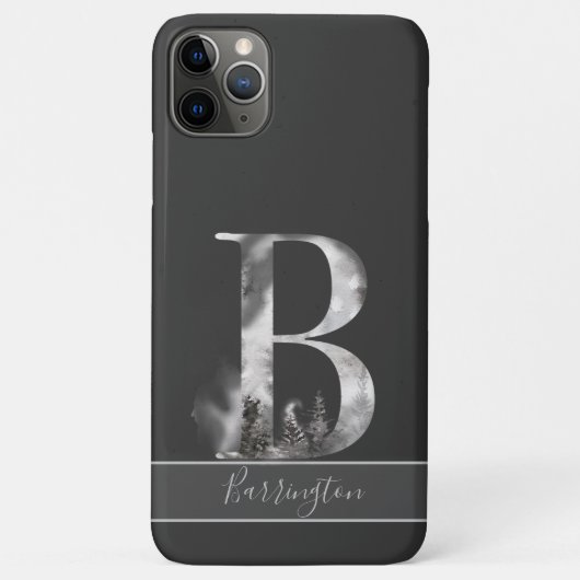 Decorative B Monogramm mit Name, grau Case-Mate iPhone Hülle (Rückseite)