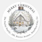 Decorative Bauble Weihnachtsfeier Rücksendeadresse Runder Aufkleber (Vorderseite)