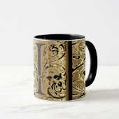 Decorative Black and Gold Letter I Coffee Tasse (VorderseiteRechts)