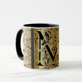 Decorative Black and Gold Letter M Tasse (Vorderseite Links)