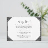 Decorative Black and White Orthodox Funeral Dankeskarte (Stehend Vorderseite)