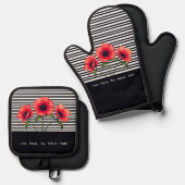 Decorative Black And White Stripe Ofenhandschuh & Topflappen-Set (Vorderseite/Rückseite)