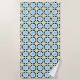 Decorative blue and cream floral patterned strandtuch