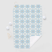 Decorative blue geometric floral patterned golfhandtuch (Insitu)