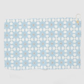 Decorative blue geometric floral patterned golfhandtuch (Horizontal)
