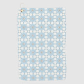 Decorative blue geometric floral patterned golfhandtuch (Vorderseite)