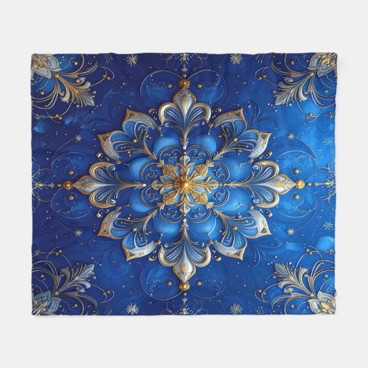 Decorative Blue Gold Fleece Blanket (Vorderseite (Horizontal))