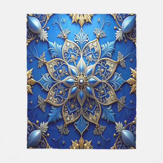 Decorative Blue Gold Fleece Blanket (Vorderseite)