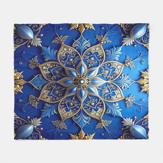 Decorative Blue Gold Fleece Blanket (Vorderseite (Horizontal))