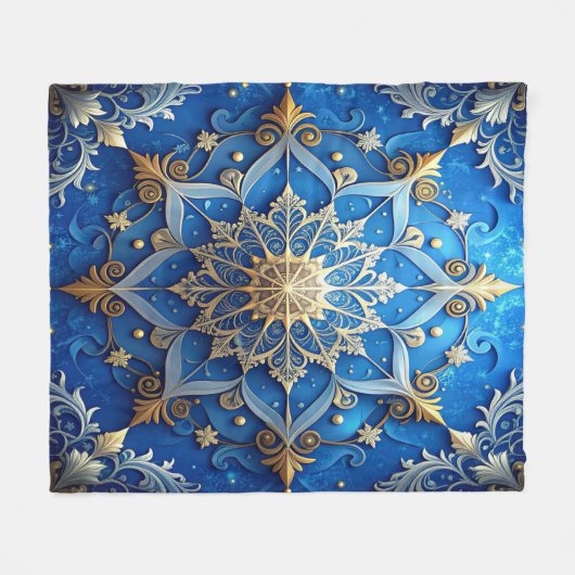 Decorative Blue Gold Fleece Blanket (Vorderseite (Horizontal))