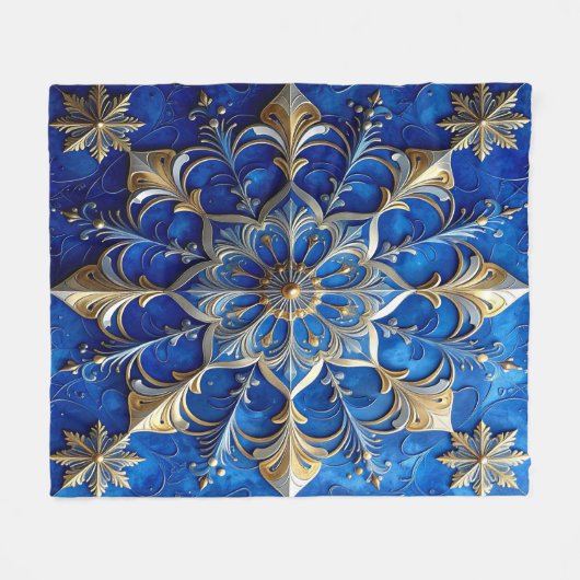 Decorative Blue Gold Fleece Blanket (Vorderseite (Horizontal))