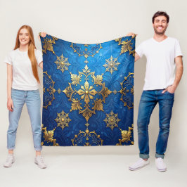 Decorative Blue Gold Fleece Blanket