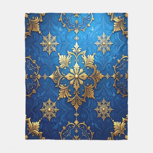Decorative Blue Gold Fleece Blanket (Vorderseite)