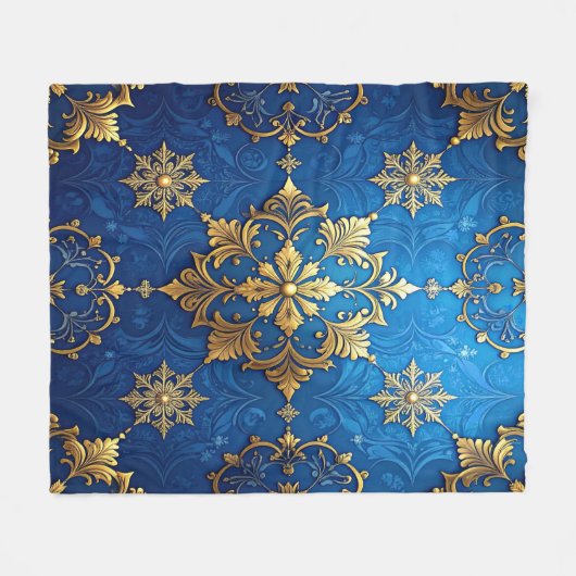 Decorative Blue Gold Fleece Blanket (Vorderseite (Horizontal))