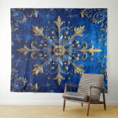 Decorative Blue Gold Holiday Backdrop Wandteppich (Beispiel (Horizontal))