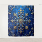 Decorative Blue Gold Holiday Backdrop Wandteppich (Vorderseite)