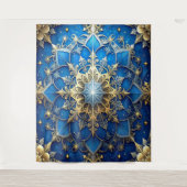 Decorative Blue Gold Holiday Backdrop Wandteppich (Vorderseite)
