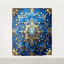 Decorative Blue Gold Holiday Backdrop Wandteppich