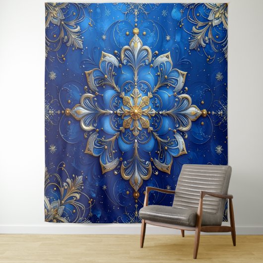 Decorative Blue Gold Holiday Backdrop Wandteppich (Beispiel)