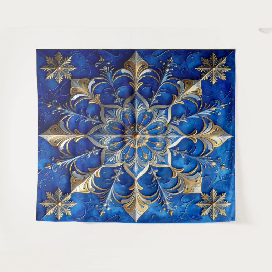 Decorative Blue Gold Holiday Backdrop Wandteppich (Vorderseite (Horizontal))