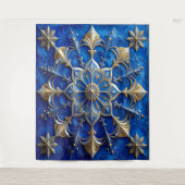 Decorative Blue Gold Holiday Backdrop Wandteppich (Vorderseite)