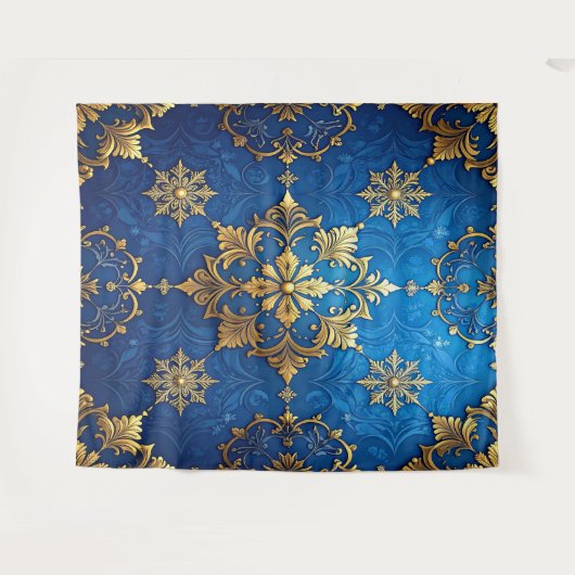 Decorative Blue Gold Holiday Backdrop Wandteppich (Vorderseite (Horizontal))