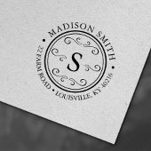 Decorative Blüh Round Circle Monogram Address Permastempel