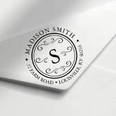 Decorative Blüh Round Circle Monogram Address Permastempel