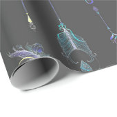 Decorative Boho Feathers Birthday Geschenkpapier (Rolleneckpunkt)