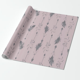 Decorative Boho Feathers Birthday Geschenkpapier