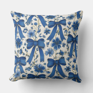 Decorative Bow and Flowers Throw Pillow Kissen