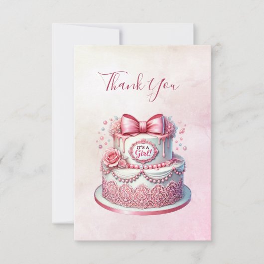 Decorative Cake Pink Bow Danke Karte (Vorderseite)