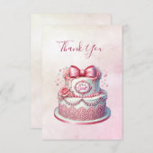 Decorative Cake Pink Bow Danke Karte (Vorne/Hinten)