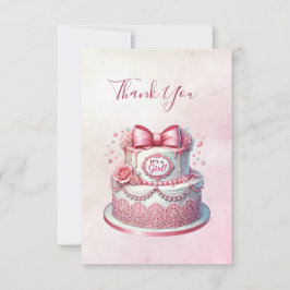 Decorative Cake Pink Bow Danke Karte