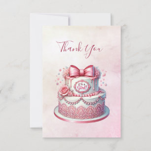 Decorative Cake Pink Bow Danke Karte