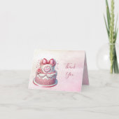 Decorative Cake Pink Bow Danke Karte (Vorderseite)