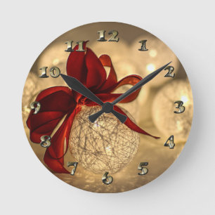 Decorative Christmas Ball and Bow Runde Wanduhr